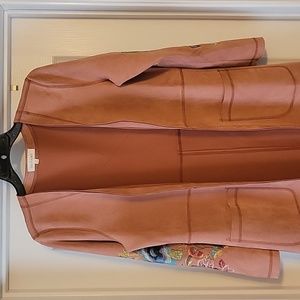 Faux suede pink duster